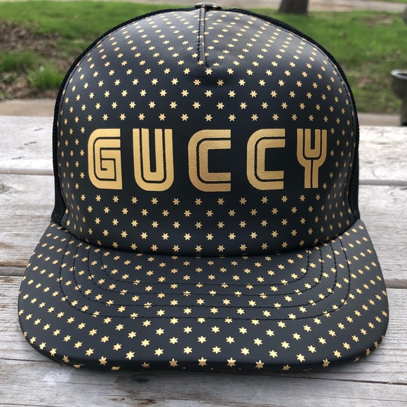 Gucci Rap Moon Trucker Hat Leather Mesh NWT - Picture 1 of 14